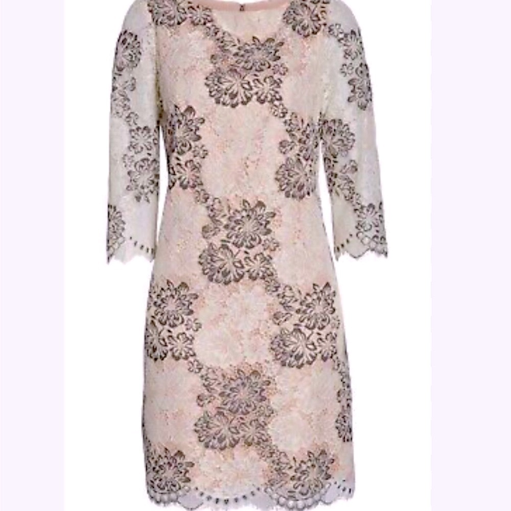 Elegant Lace Dress in Cream and Black by Harper Rose size 6